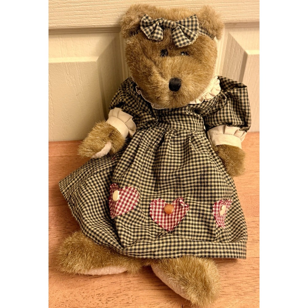 Vintage Boyds Bears‎ Emma Blue Plaid Dress & Headband #9101 1995 Jointed